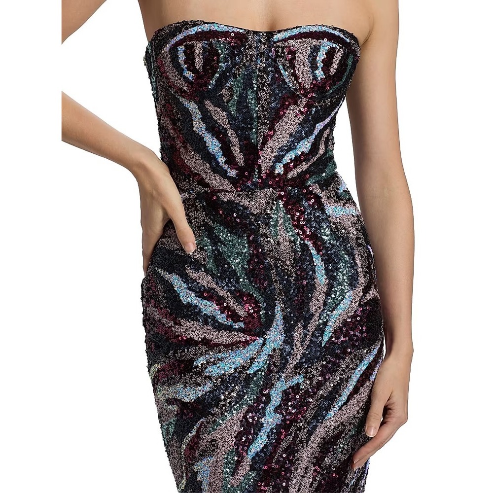 NEW Bronx and Banco Dahlia Pink Multi Strapless Maxi Dress $880 - Size Small - Picture 7 of 16